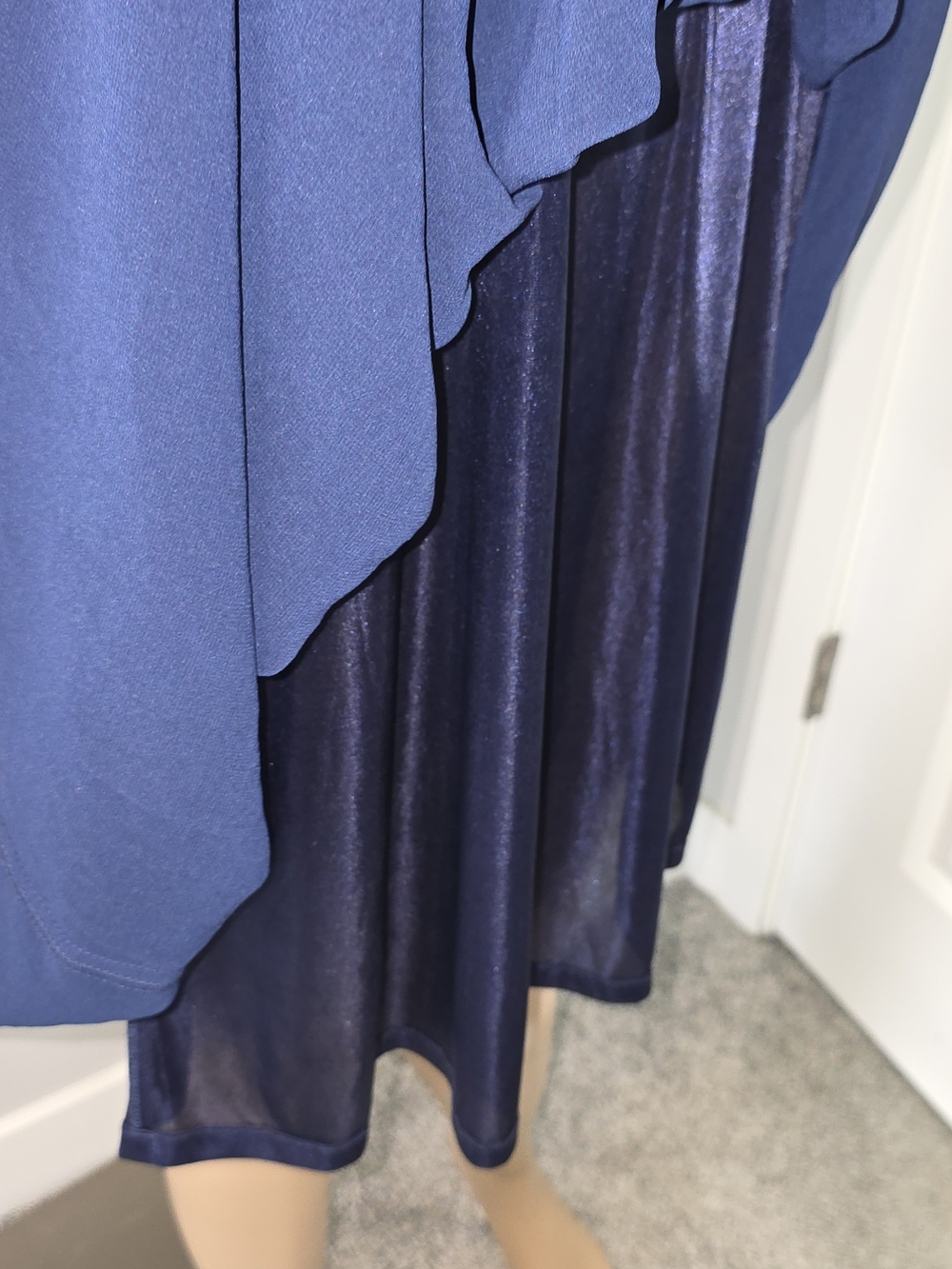 Ya Los Angeles Windy City Navy Halter Midi Dress Sz L Side Zip Lined Chiffon - Picture 8 of 16